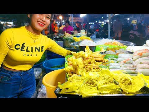 BEST KHMER Yellow Pancake, Noodles, Spring Roll, Duck Egg, Balut, Donut - Cambodia Street Food