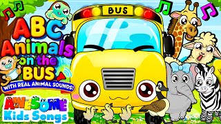 ABC Animals on the Bus 🚌 Learn Alphabet & Animal Sounds | Full A-Z Song for Kids