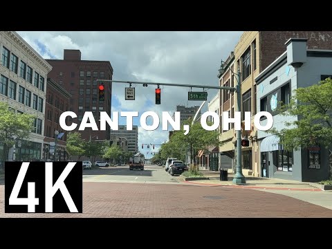 4K Canton, Ohio Downtown Tour - Driving to Downtown Canton on I-77