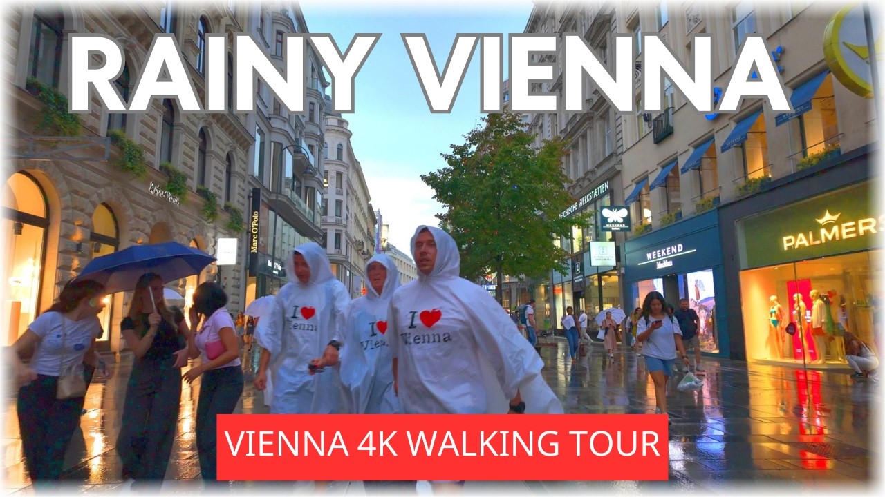 Rainy Vienna City Center Walk - Virtual Tour in 4K