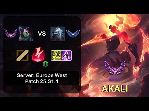 Akali Mid vs Viktor - EUW Master - Patch 25.S1.1