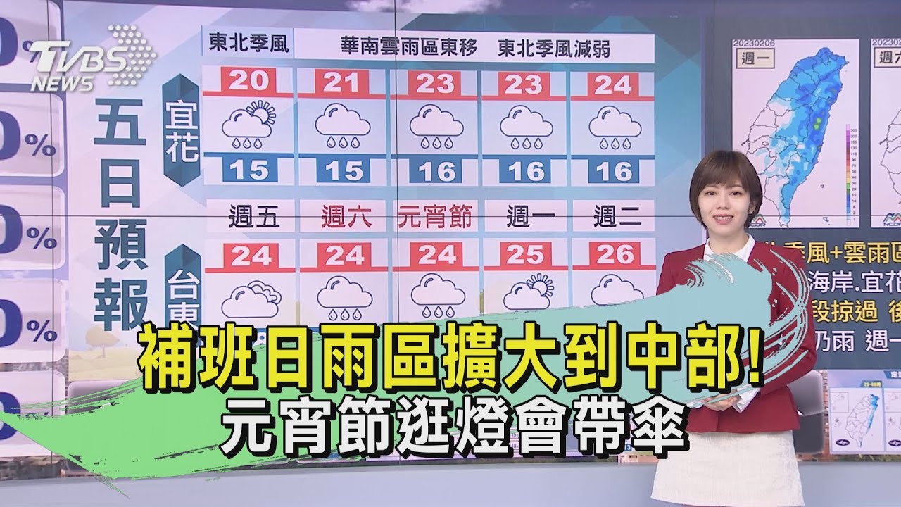 補班日雨區擴大到中部！　元宵節逛燈會帶傘