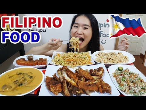 FILIPINO FOOD! Crispy Pata, Sisig, Lechon Kawali, Pancit Canton & Kare Kare | Eating Show Mukbang