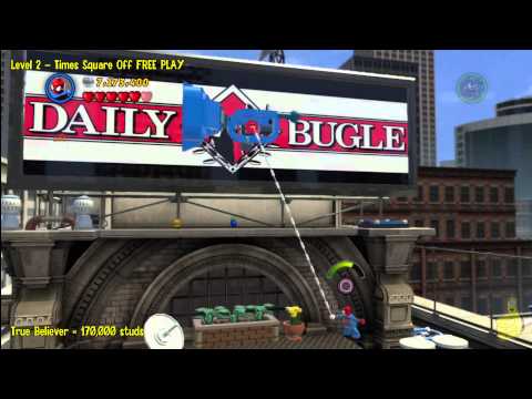 Lego Marvel Super Heroes: Level 2 Times Square Off - FREE PLAY (All Minikits & Stan In Peril) - HTG