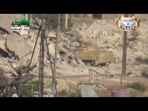 استهداف وتدمير لواء جيش المسلمين لعربة بي أم بي في حي القابون في مدينة دمشق