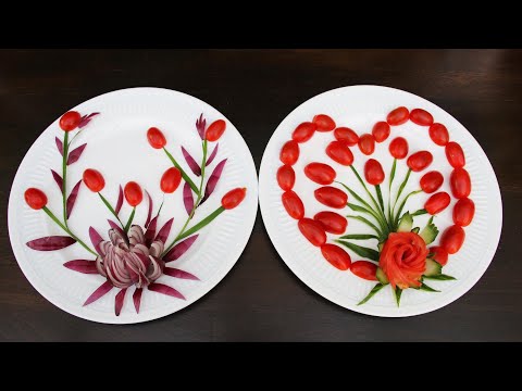 Top 2 Super Salad Decorations Ideas - Cucumber,Tomato,Onion Carving Garnish