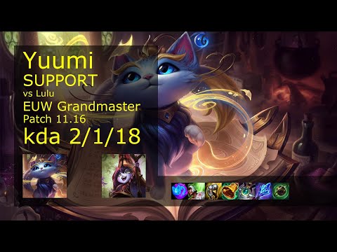 Yuumi Support vs Lulu - EUW Grandmaster 2/1/18 Patch 11.16 Gameplay
