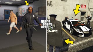 Follow this cop in GTA 5 to get the police lamborghini, uniform & shield!