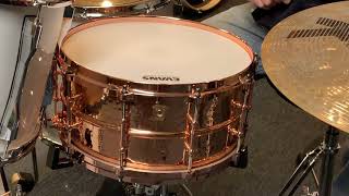 Video thumbnail for Rare Ludwig Hammered  Copperphonic 6.5x14 Snare  Drum w/ Copper Hardware Demo Video by Stebal Drums Gear