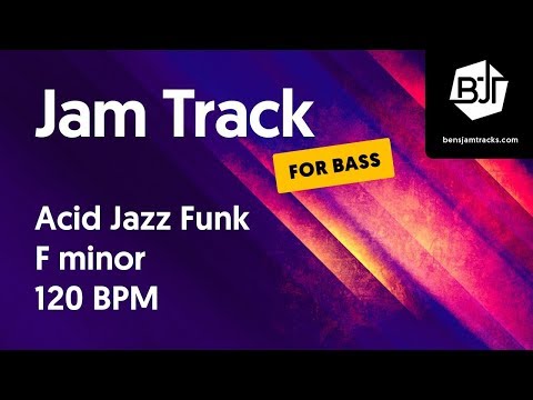 Acid Jazz Funk Jam Track in F minor (for bass) "Downtown Funk" - BJT #21