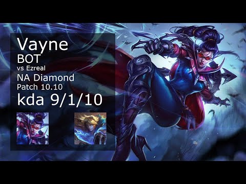 Vayne ADC & Leona vs Ezreal & Vel'Koz - NA Diamond 9/1/10 Patch 10.10 Gameplay