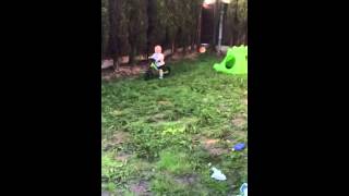 LJ on his strider balance bike. 22 months old. Future motocross champ