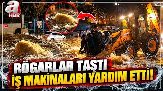 Ayazağa'da Rögarlar Taştı İş Makinası Mahsur Kalanları Kurtardı | A Haber