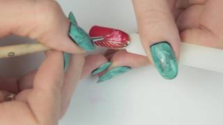 Комбинированный дизайн гелевым лаком. Гель, агат, фольга, роспись. Компания Виктори. Кравченко Алла