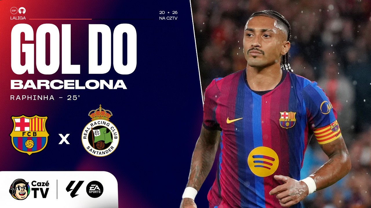 GOL DO BARCELONA! RAPHINHA AMPLIA DE PÊNALTI CONTRA O RACING EM LALIGA!