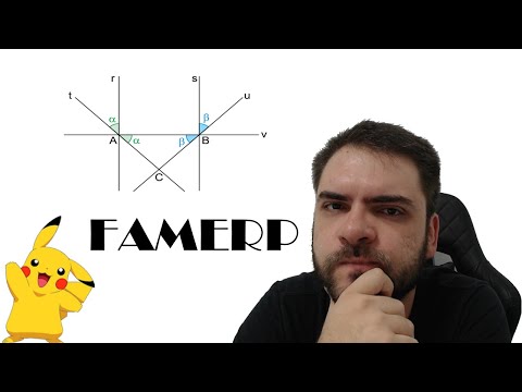 FAMERP/2021 The figure shows five lines, two pairs of congruent angles, two points on