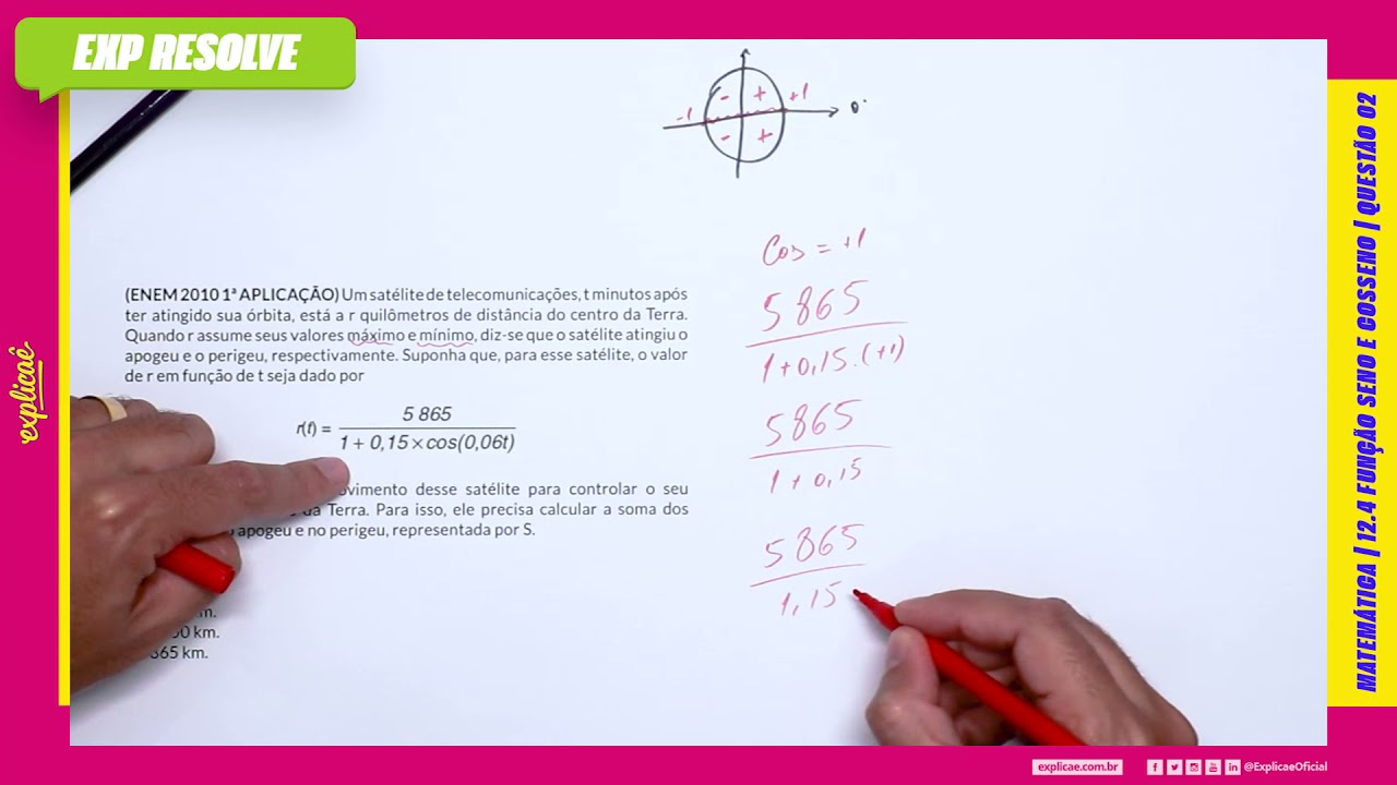 UM SATÉLITE DE TELECOMUNICAÇÕES, T MINUTOS APÓS TER ATINGIDO SUA ÓRBITA(...) | FUNÇÃO SENO E COSSENO