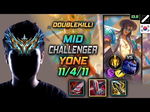 Challenger Mid Yone Build Immortal Shieldbow Lethal Tempo - LOL KR 13.5