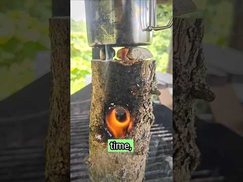 A wood Rocket stove done with an auger💪 Light bushcrafting with big benefits. #bushcraft #hygge