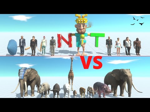 Modern Humans Team VS Modern Mammals Team - Animal Revolt Battle Simulator