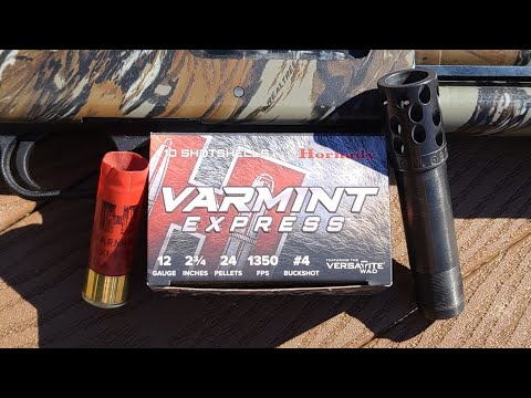Hornady Varmint Express 12ga 2-3/4" 24 Pellet 4 Buck Test W/ Mossberg 835 & Kicks .680 Choke