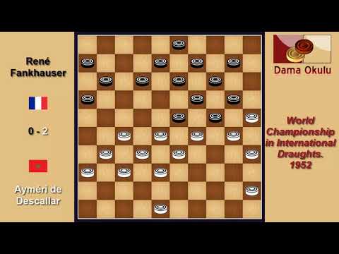 Ayméri de Descallar (MAR) - René Fankhauser (FRA). Draughts World Championship. 1952.