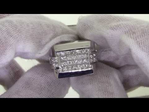 4.42 Carat Mens Invisible Princess Cut Diamond Ring 3268-A