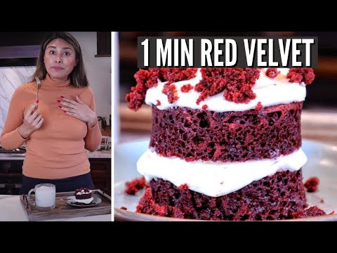 ONE CARB RED VELVET CAKE! How to Make 1 Min Keto Red Velvet Mug Cake with Cream Cheese Frosting