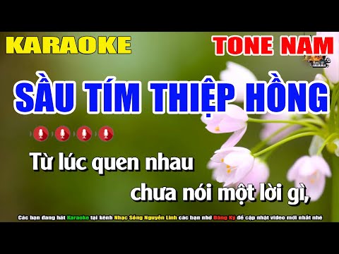 Karaoke Sầu Tím Thiệp Hồng Tone Nam Nhạc Sống | Nguyễn Linh