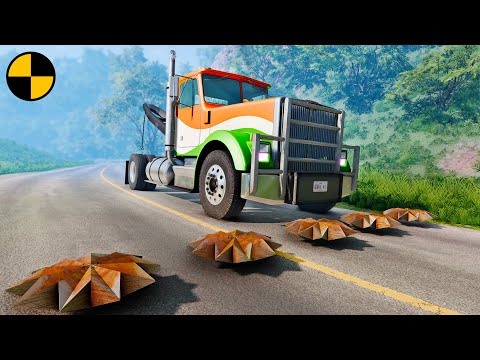 Cars vs Tire Crusher Trap & Tire Service 😱 BeamNG.Drive