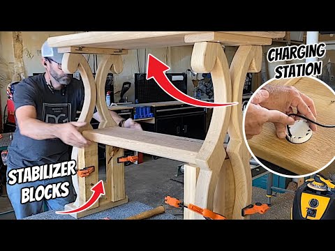 Small Entry Table with built-in wireless phone charging station // With DIY plans and Template