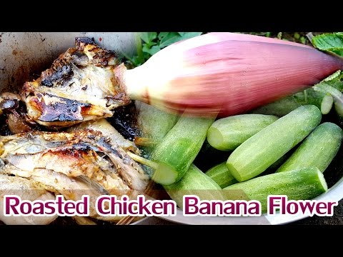 Village food factory, Khmer cooking food in Asian, Roasted Chicken Banana Flower