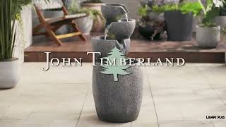 1_Watch A Video About the Four Bowls Gray Faux Stone LED Cascading Floor Fountain