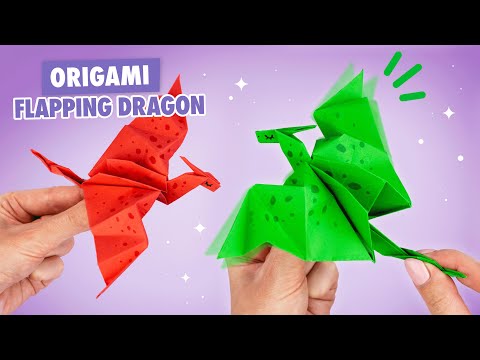 Оригами Дракон из бумаги машущий крыльями | Origami Flapping Paper Dragon