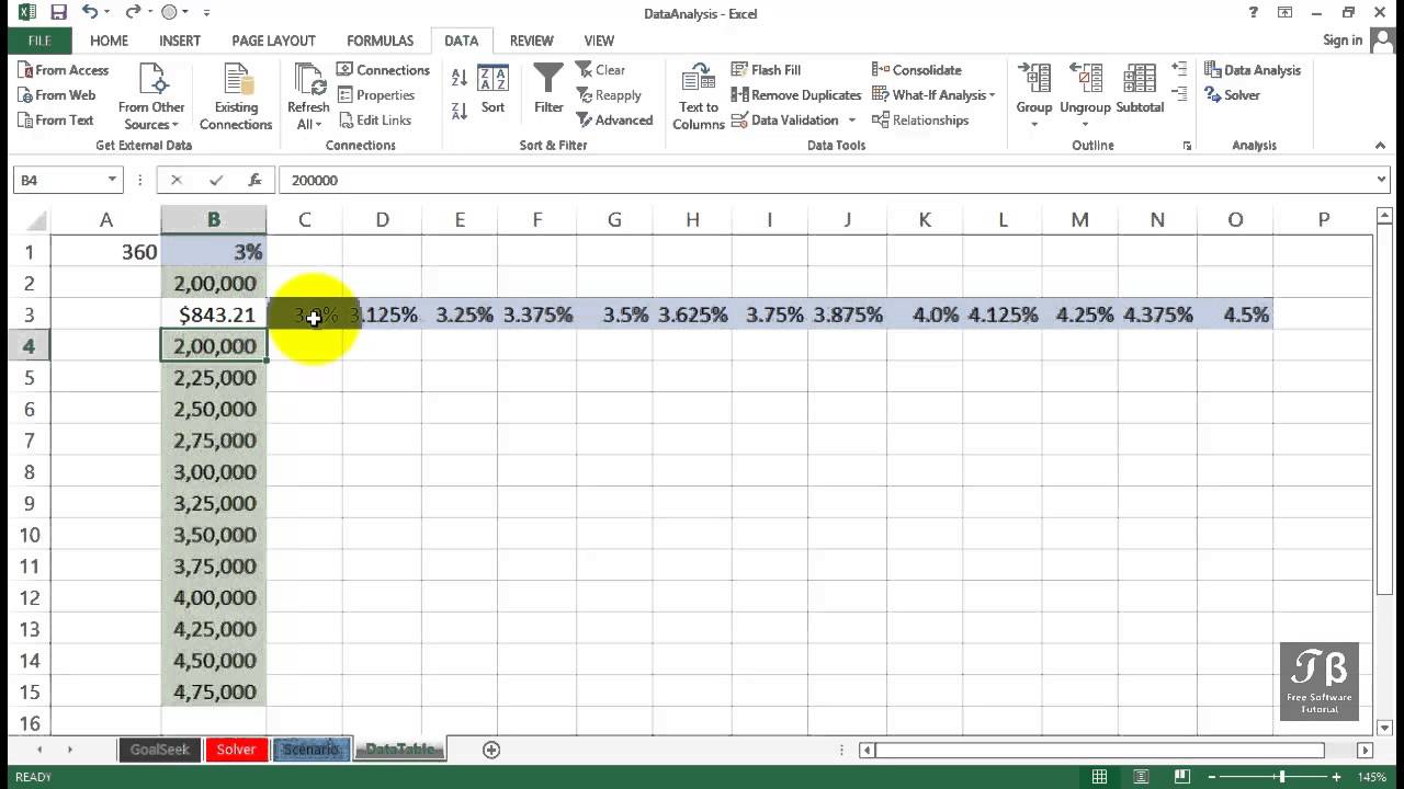 Data Analysis & Using Data Table   Excel 2013 Beginners Tutorial