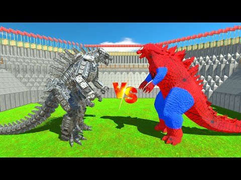 Spiderman Godzilla 2014 Vs Monster Mecha Godzilla 2021 Death run -Animal Revolt Battle Simulator