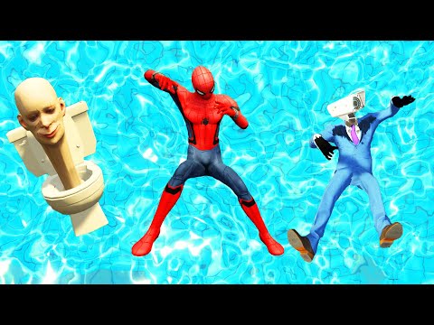 GTA 5 SPIDERMAN & Skibidi Toilet Water Fails (Jumps, Ragdolls & Euphoria Physics) #2