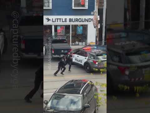 Video shows police chase person after downtown Toronto crash