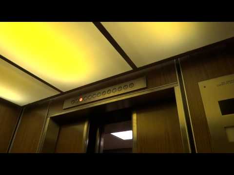 Golden Westinghouse Traction Elevators at the Hearst Parking Center in San Francisco, California
