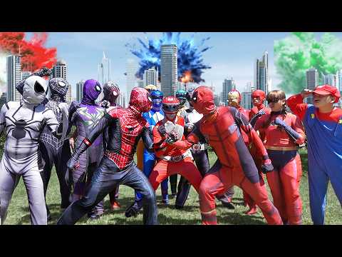 15 SuperHeroes Battle , Team Spider-Man , Power Ranger , Superhero . Which Team is STRONGEST ??