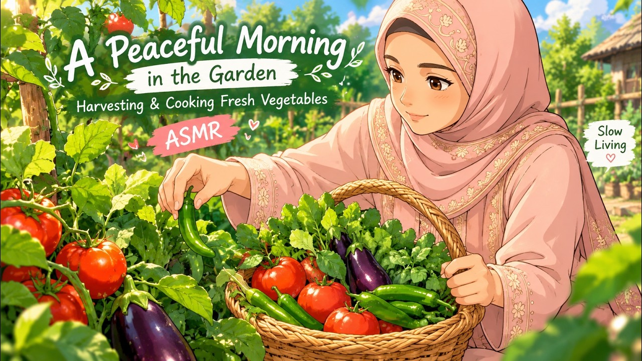 A Peaceful Morning in the Garden 🌿  Harvesting Fresh Vegetables & Cooking a Cozy Meal  ASMR