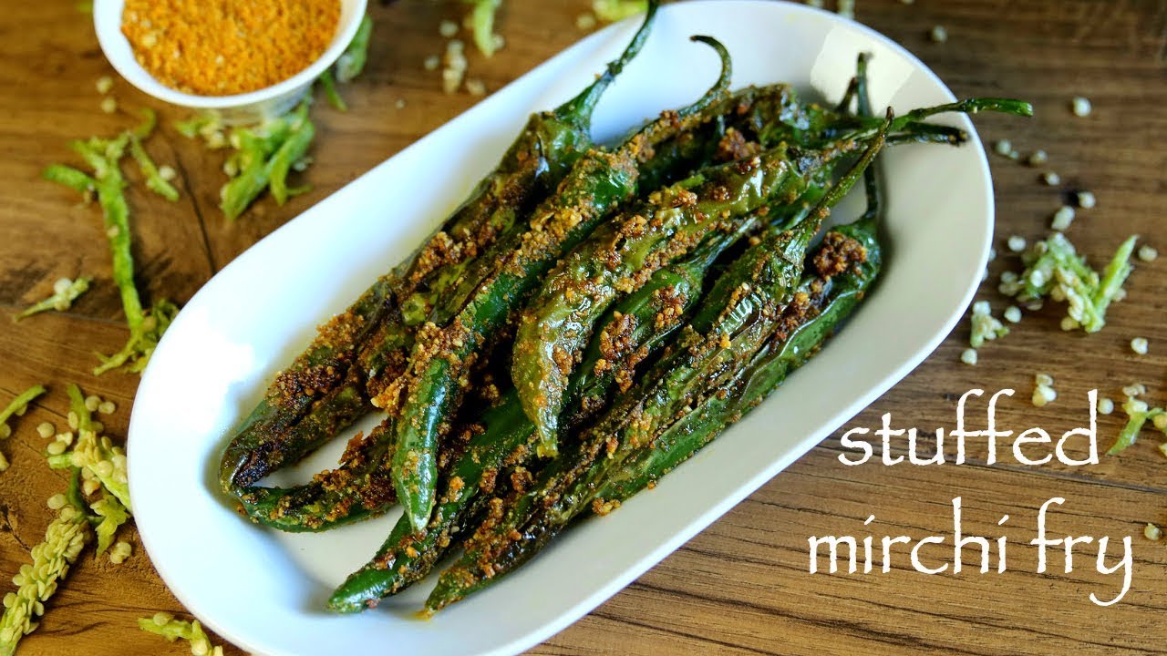 mirchi fry recipe | stuffed green chilli fry | bharwan mirchi fry recipe