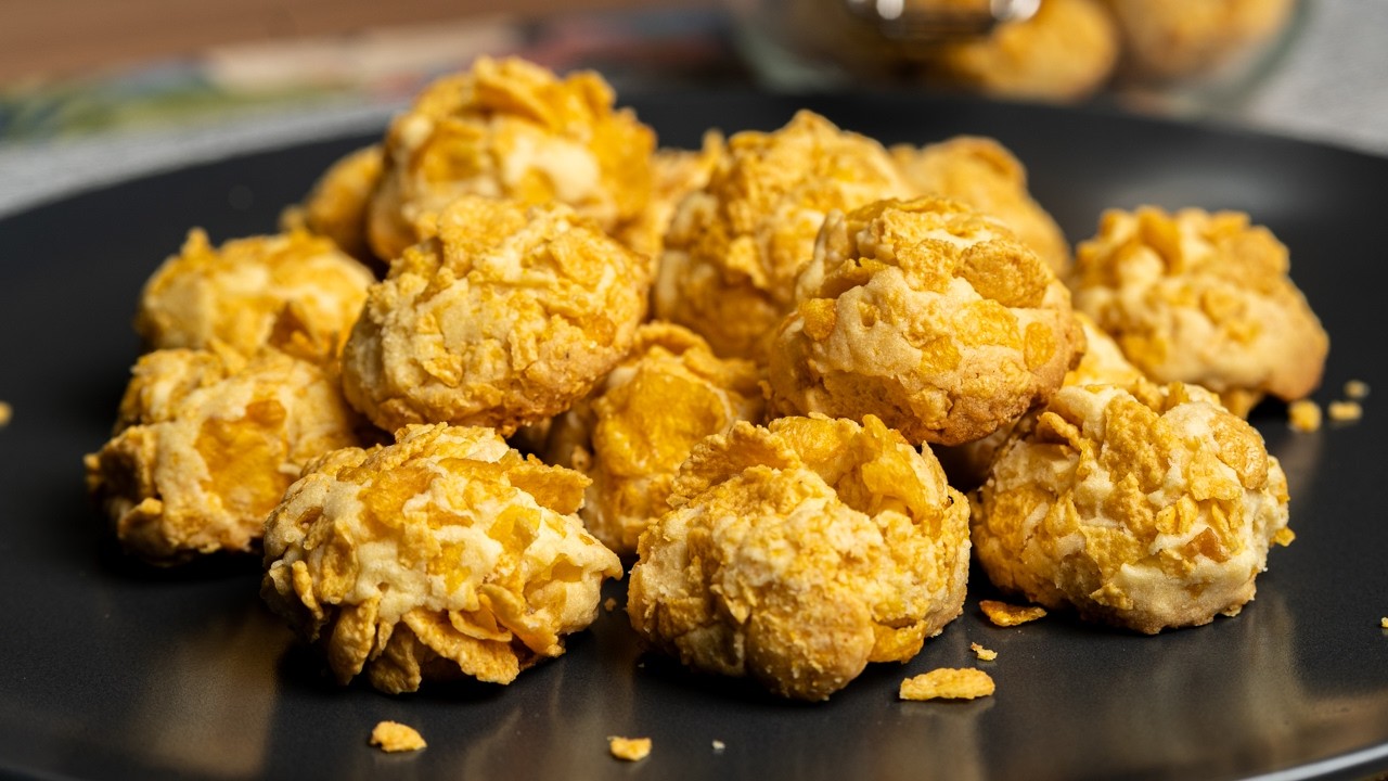 Biskut Cornflakes Crunchy — Rangup Rapuh, Wangi Butter (Tak Manis Sangat)