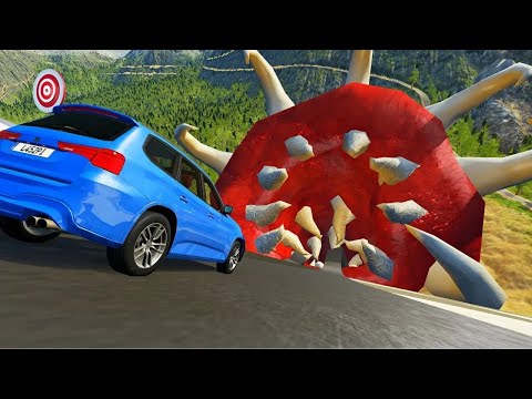 Cars VS Giant Worm - BeamNG.drive