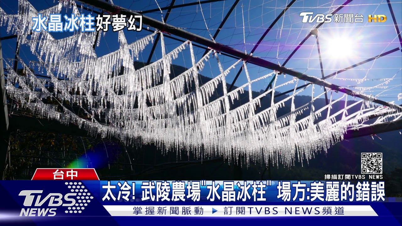 太冷!武陵農場「水晶冰柱」 場方:美麗的錯誤
