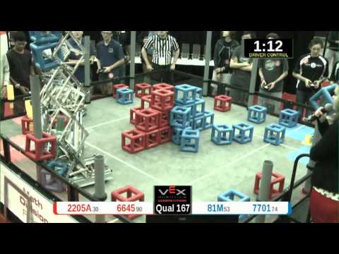2015 VRC Math Q167 - 2205A 6645 vs 81M 7701 - 32 to 23 - VEX Worlds 2015 - Math Division