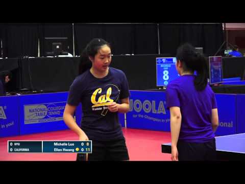 2016 NCTTA Nationals Women's Teams 1/4 Final: Ellen Hwang (California) vs Michelle Luo (NYU)