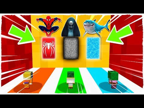 ¡NO ELIJAS LA DIMENSIÓN EQUIVOCADA! Spiderman, La Monja y Megalodon en Minecraft