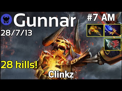 28 kills! Gunnar [tt] plays Clinkz!!! Dota 2 7.22