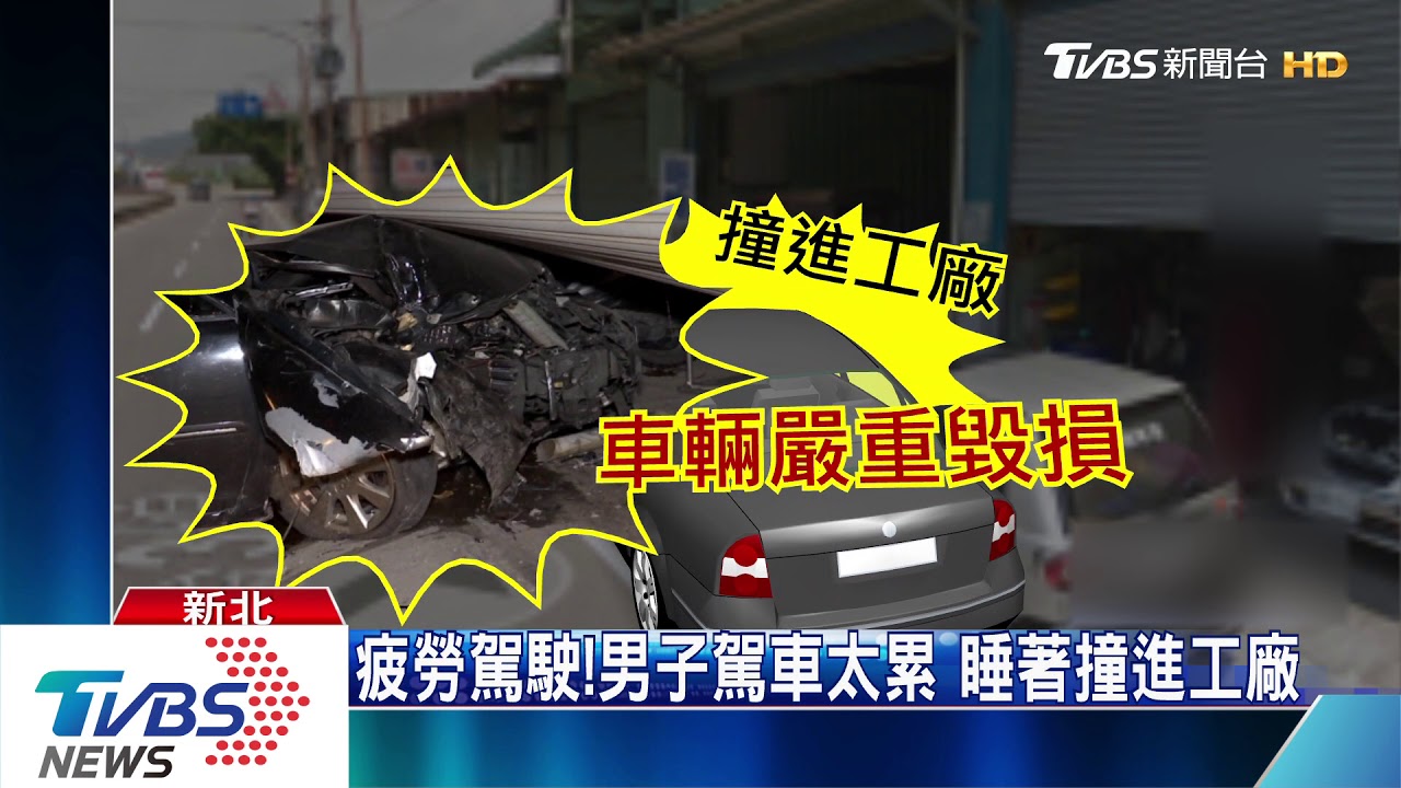 疲勞駕駛!男子駕車太累 睡著撞進工廠
